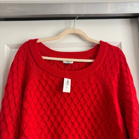 NWT Old Navy Honeycomb Crew Neck Sweater Sz XXL Red Holiday Cotton Blend - Picture 9 of 9